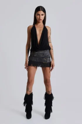 Mini-jupe Odile en simili cuir et simili daim