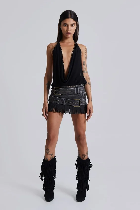 Mini-jupe Odile en simili cuir et simili daim
