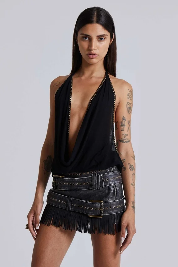 Mini-jupe Odile en simili cuir et simili daim