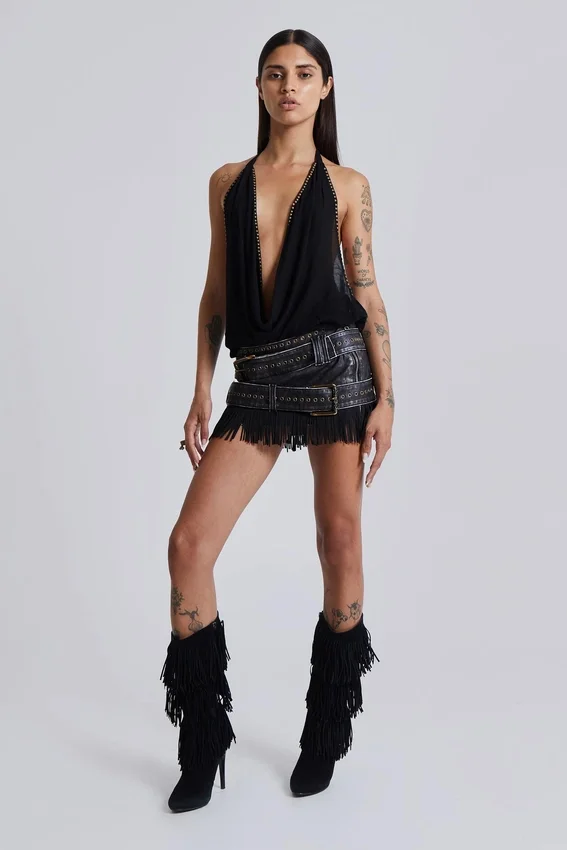 Mini-jupe Odile en simili cuir et simili daim