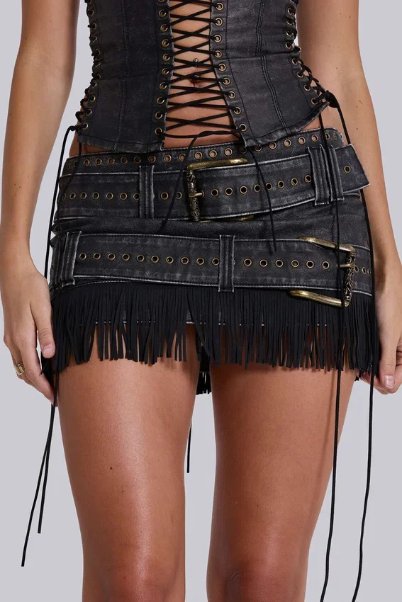 Mini-jupe Odile en simili cuir et simili daim