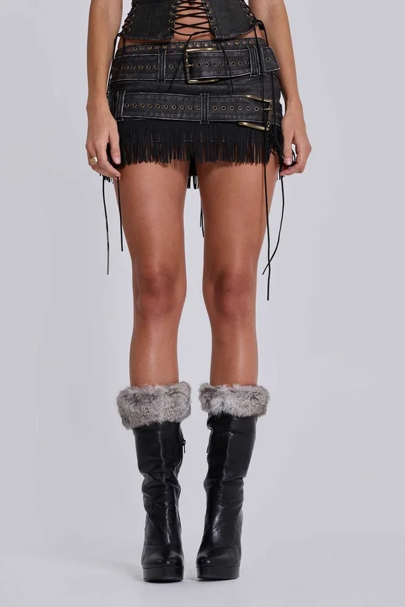 Mini-jupe Odile en simili cuir et simili daim