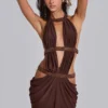 Mini-robe 6AM à découpes, couleur cacao