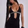 Mini-robe Anora à découpes, en noir