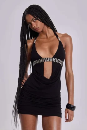 Mini-robe Anora à découpes, en noir