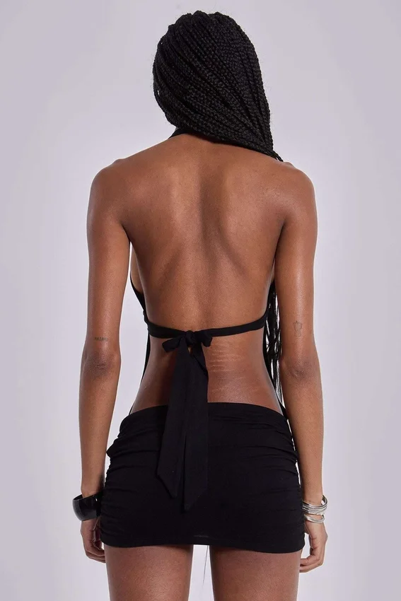 Mini-robe Anora à découpes, en noir