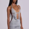 Mini-robe Anora à découpes, gris chiné