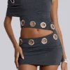 Mini-robe asymétrique Zarco à œillets