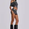 Mini-robe asymétrique Zarco à œillets