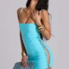 Mini-robe bandage « Idol » en turquoise