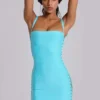 Mini-robe bandage « Idol » en turquoise