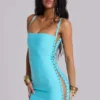 Mini-robe bandage « Idol » en turquoise