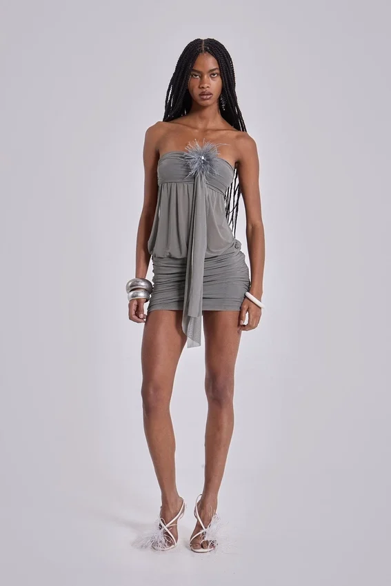 Mini-robe « Brunelle » à plumes