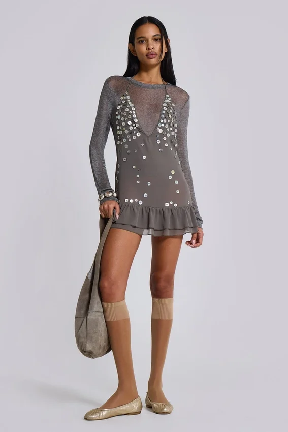 Mini-robe «Button Me Up» en gris