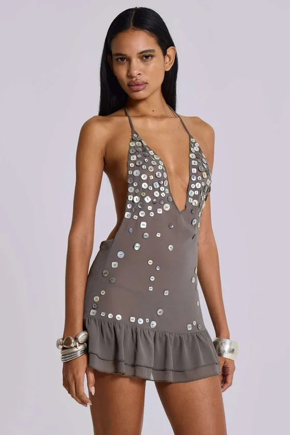 Mini-robe «Button Me Up» en gris