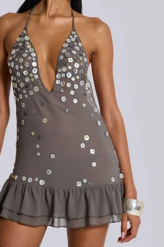 Mini-robe «Button Me Up» en gris