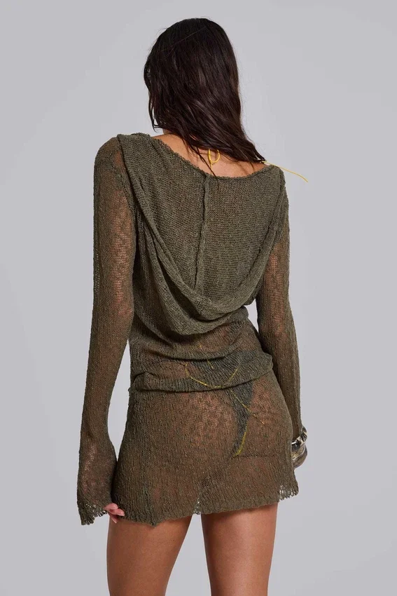 Mini-robe à capuche en maille Naia