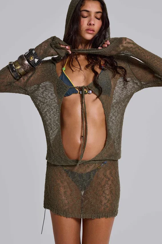 Mini-robe à capuche en maille Naia