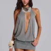 Mini-robe dos nu avec collier Ekti