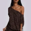 Mini-robe dos nu en jersey dévoré « Ophidian » motif zèbre