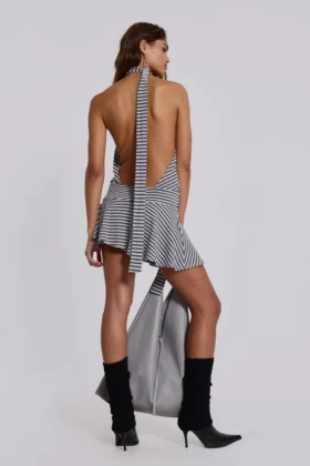 Mini-robe dos nu Enya, couleur acier