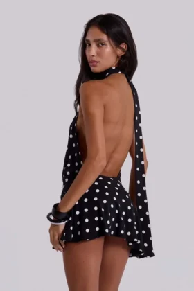 Mini-robe dos nu Enya à gros pois
