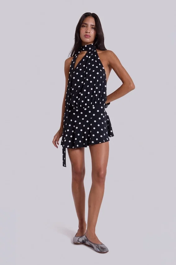 Mini-robe dos nu Enya à gros pois