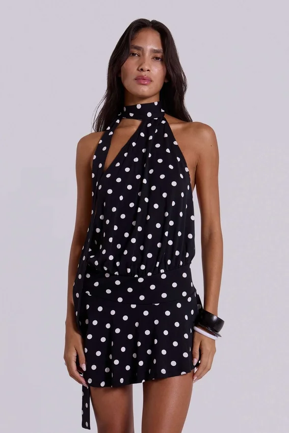 Mini-robe dos nu Enya à gros pois