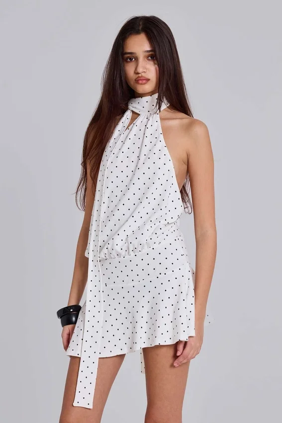 Mini-robe dos nu Enya à pois