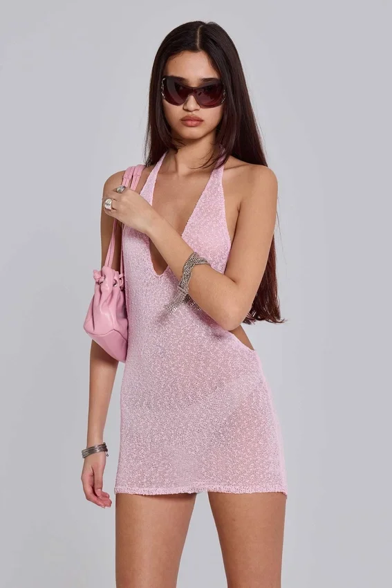 Mini-robe dos nu Infinity en rose