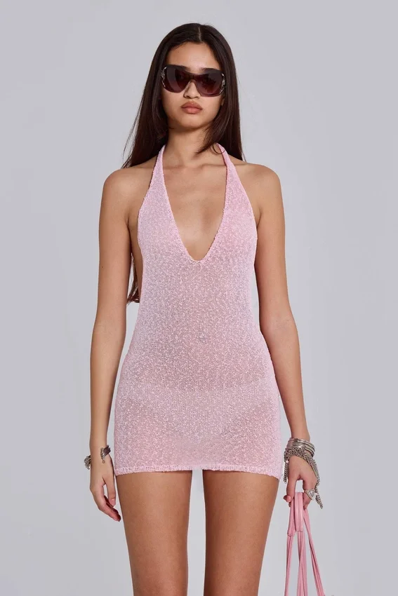 Mini-robe dos nu Infinity en rose