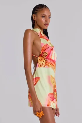 Mini-robe dos nu Lucia avec détails floraux
