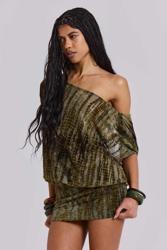 Mini-robe dos nu Ophidian en dévoré imitation croco