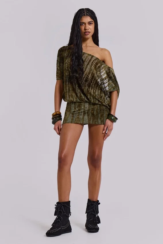 Mini-robe dos nu Ophidian en dévoré imitation croco