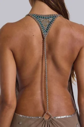 Mini-robe dos nu ornée Doure