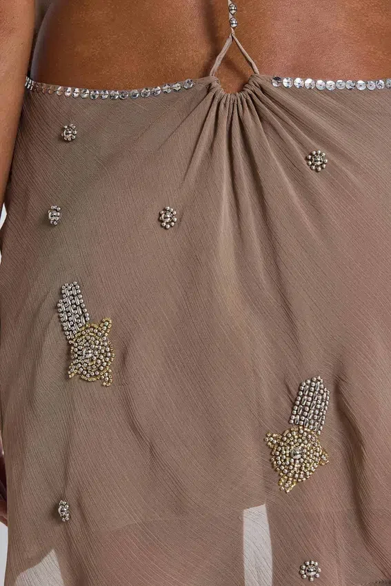 Mini-robe dos nu ornée Doure