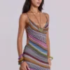 Mini-robe dos nu à rayures froissées