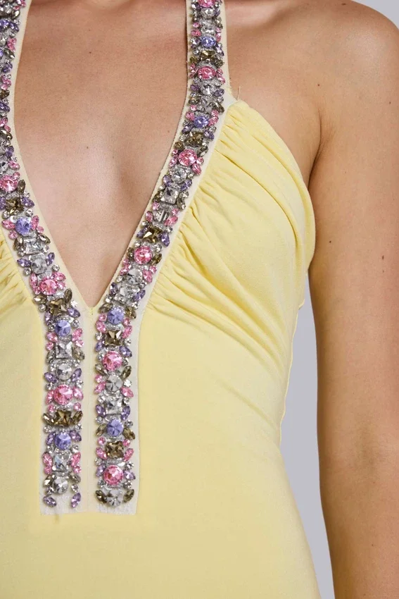 Mini-robe dos nu à strass Alessia