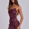 Mini-robe Ellora ornée, couleur vin