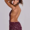 Mini-robe Ellora ornée, couleur vin