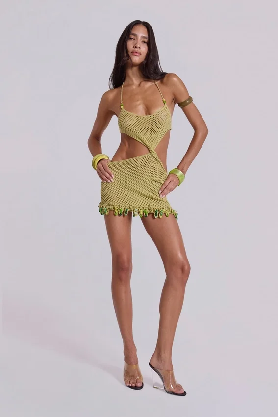 Mini-robe en crochet perlée Kuuma