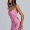 Mini-robe en dentelle appliquée Shadea, rose