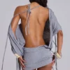 Mini-robe en jersey à franges « Ophidian »