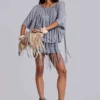 Mini-robe en jersey à franges « Ophidian »