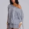 Mini-robe en jersey à franges « Ophidian »