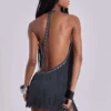 Mini-robe à franges et dos nu « Vadra »
