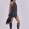 Mini-robe à franges et dos nu « Vadra »