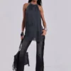 Mini-robe à franges et dos nu « Vadra »