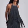 Mini-robe à franges et dos nu « Vadra »