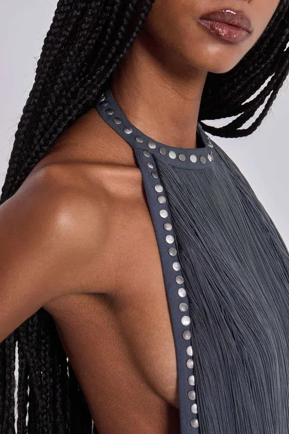 Mini-robe à franges et dos nu « Vadra »